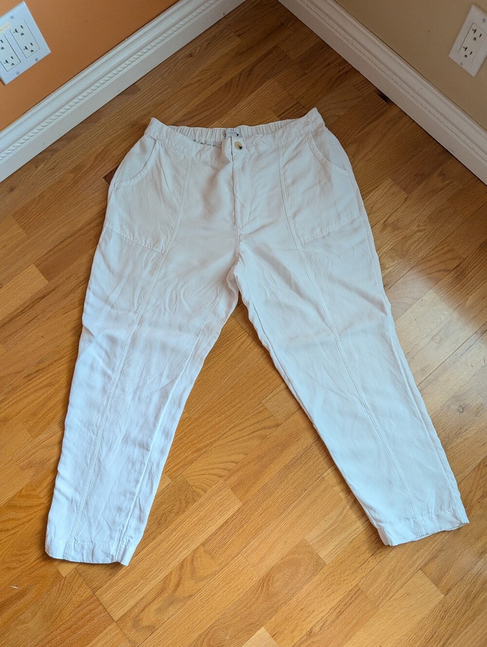 Women's Casual White Linen-Blend Pants